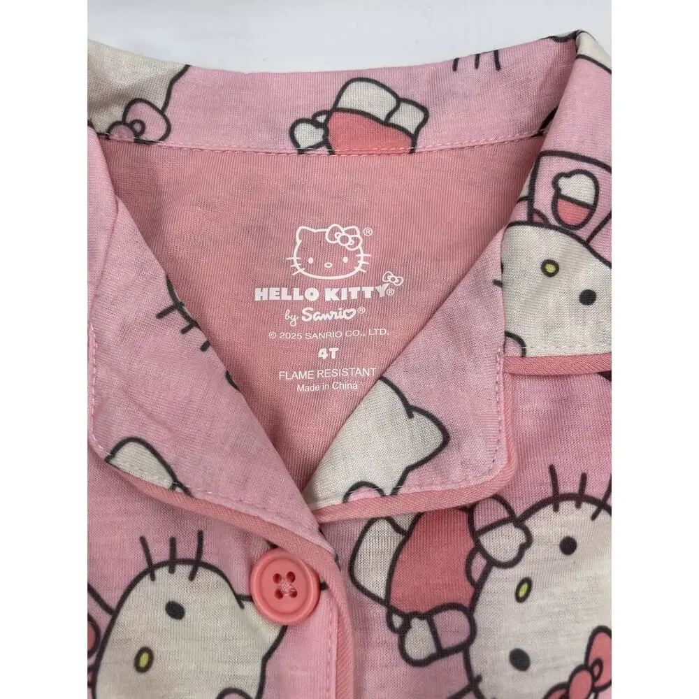 Hello Kitty 2-piece Pajama Set Size 5T Pink Short Sleeve Top & Shorts NEW W/ Tag