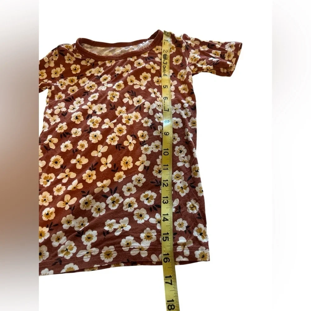 Little Sleepies Floral Kids Pajama Set - Brown and Cream
