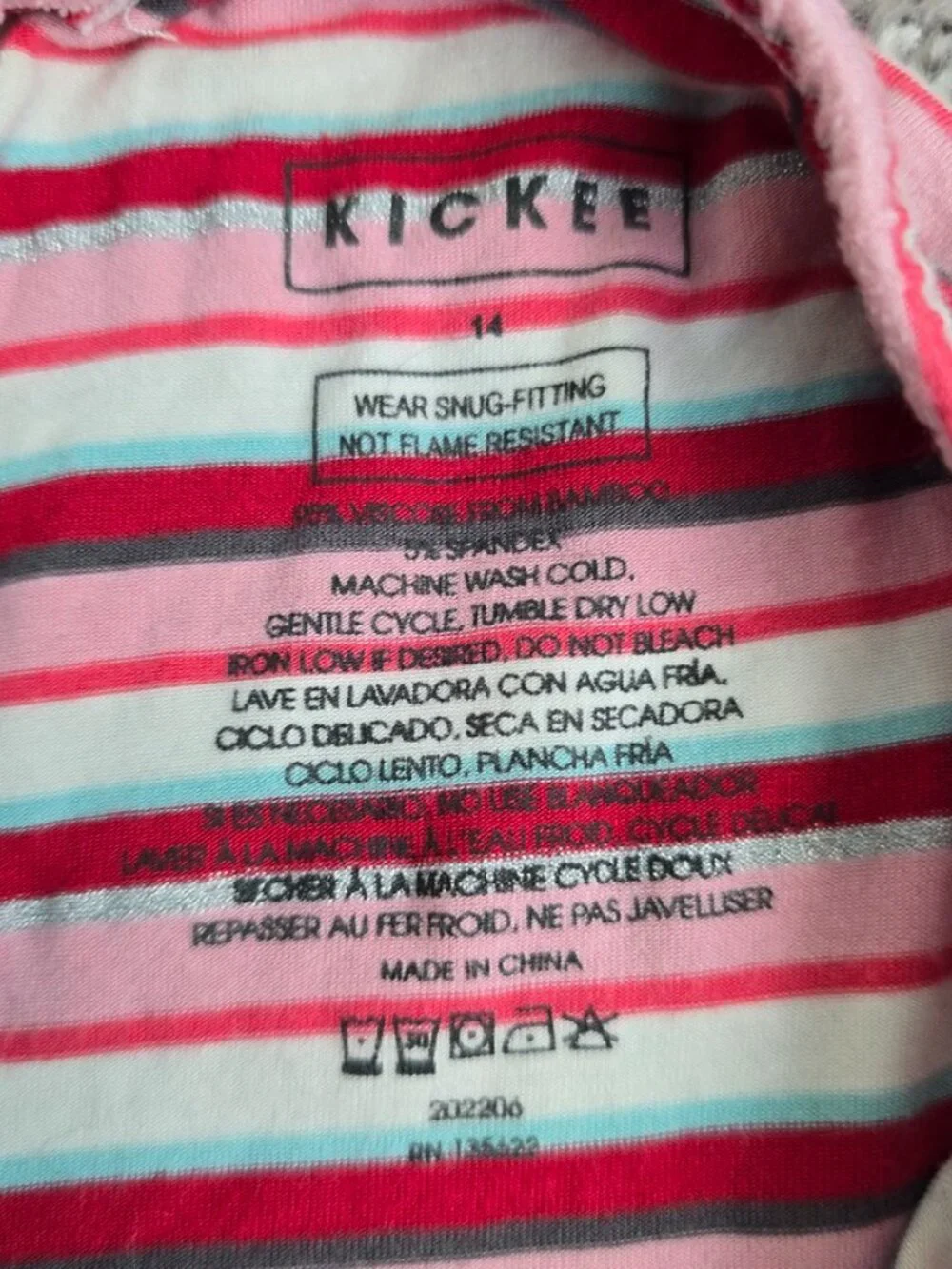 KicKee Pants Pajama Set Girls Long Sleeve Kimono Hopscotch Stripe Bamboo 14 Red