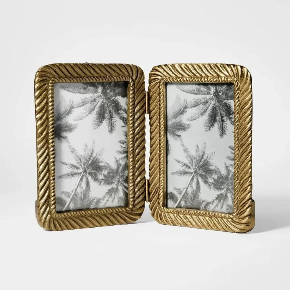 4x6 Metal Rope Folding Picture Frame Brass - Threshold Studio McGee, Target