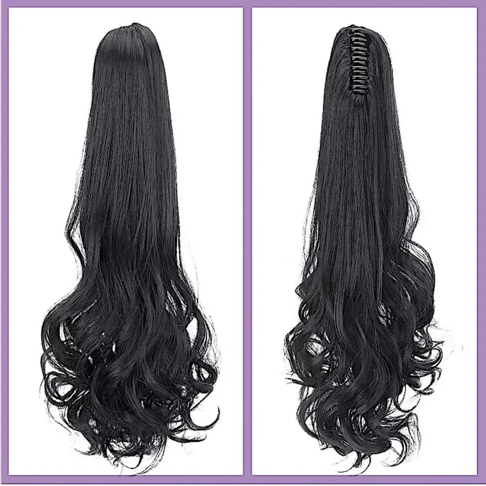 Black Pony Tail Hair Claw Hair Extension Piece 22”