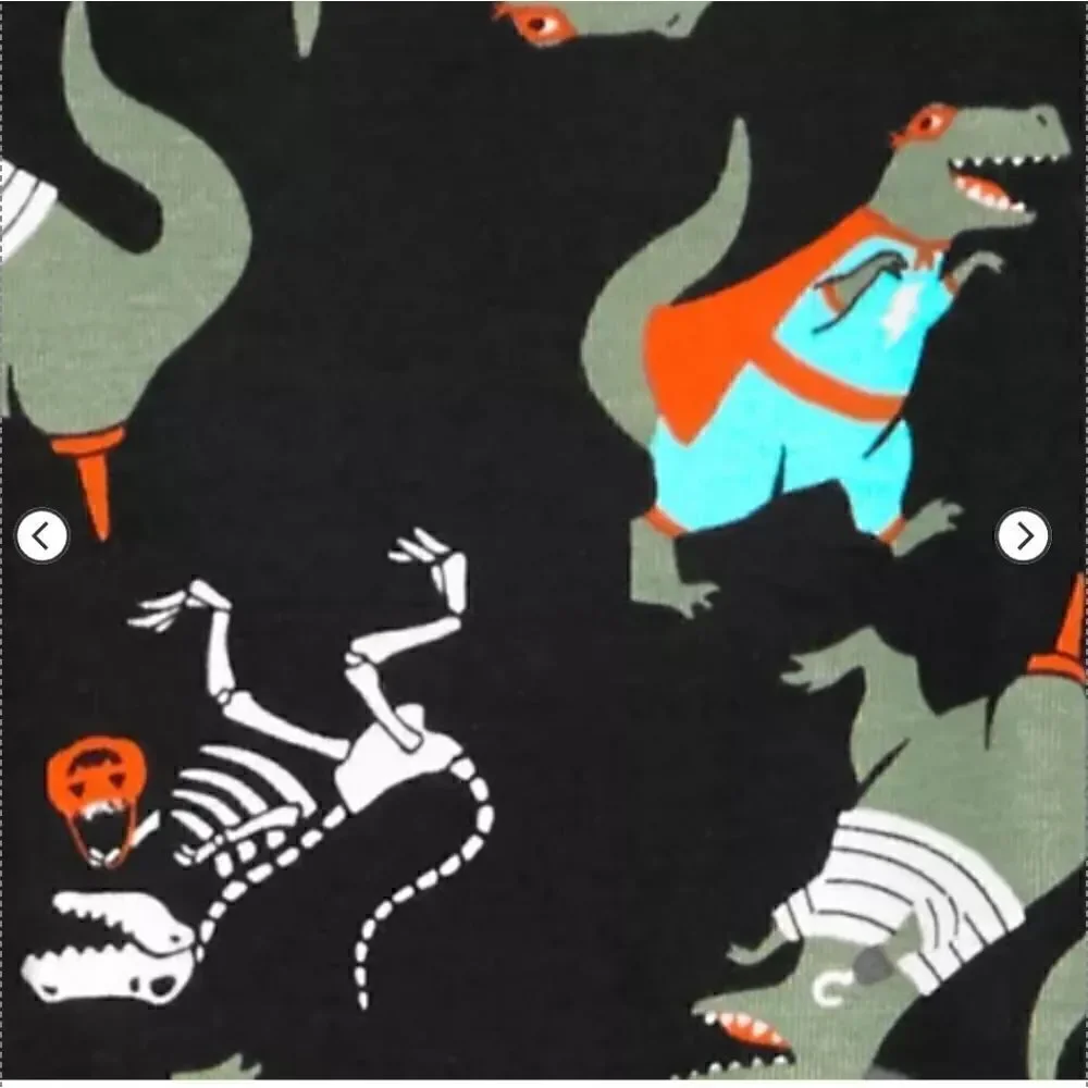 Nwt Boy's Halloween Dinosaur T Rex Skeleton Cotton Pajamas Sets.