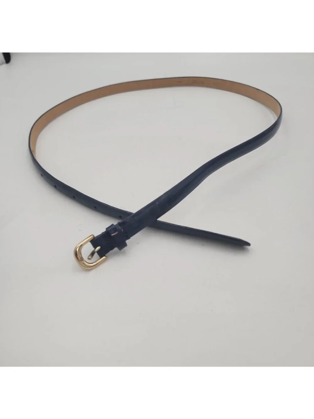 J Crew Women's Blue Patent Leather Skinny Slim Belt Blue Small Fits 29-35