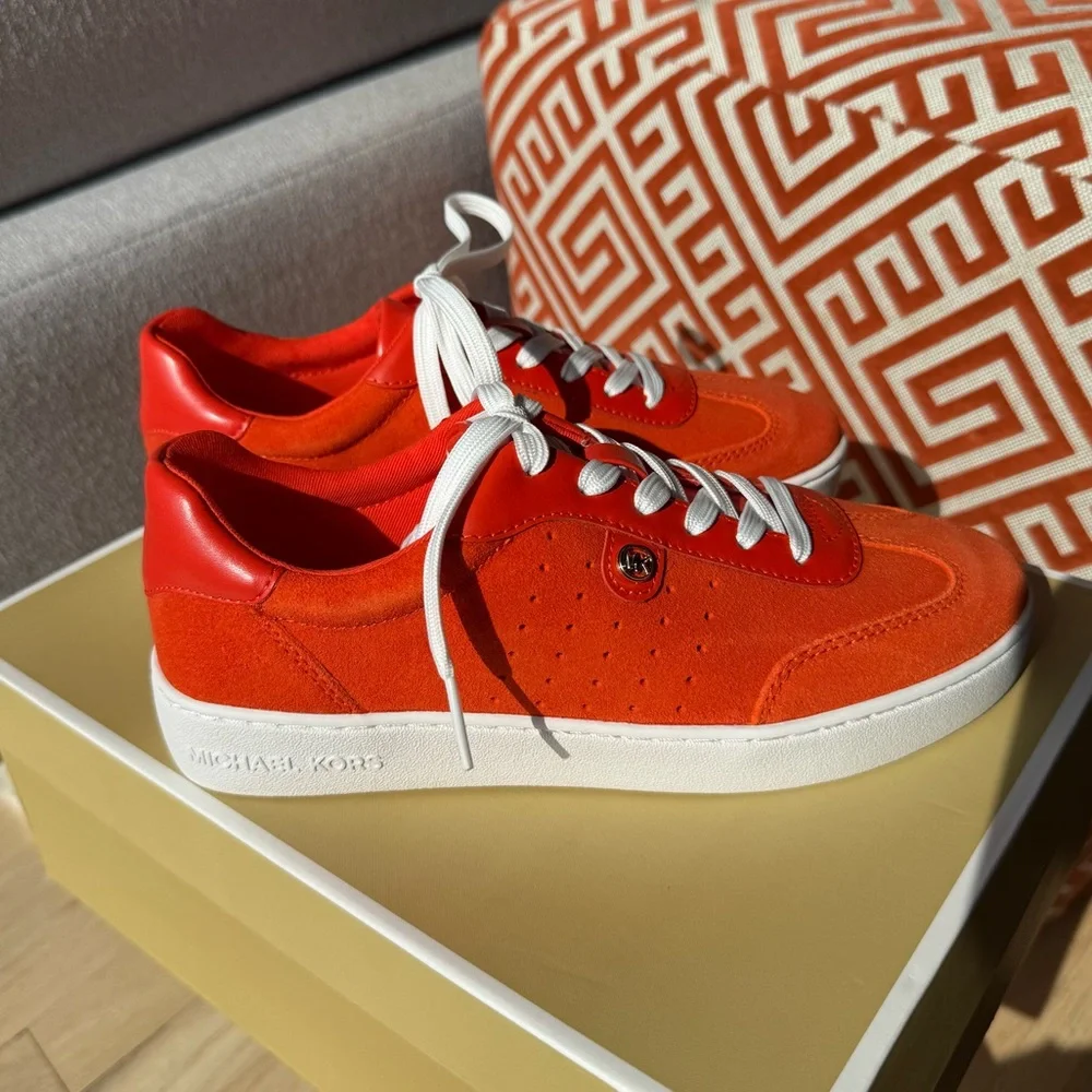 Michael Kors Scotty Suede Sneakers in Orange Red - Women’s size 6