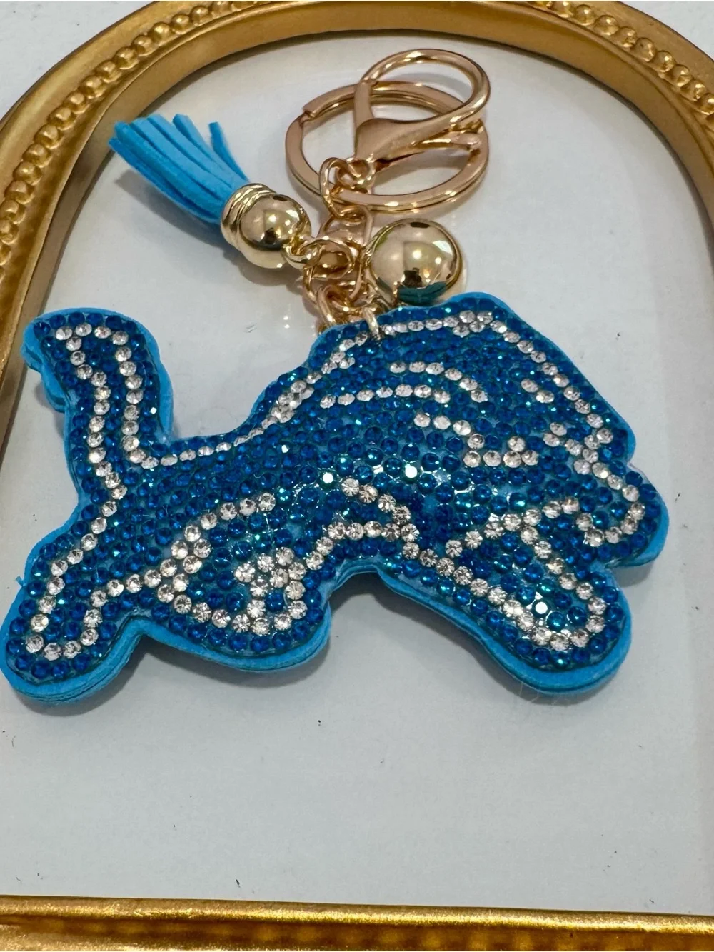 New Blue Crystal Detroit Lions Keychain