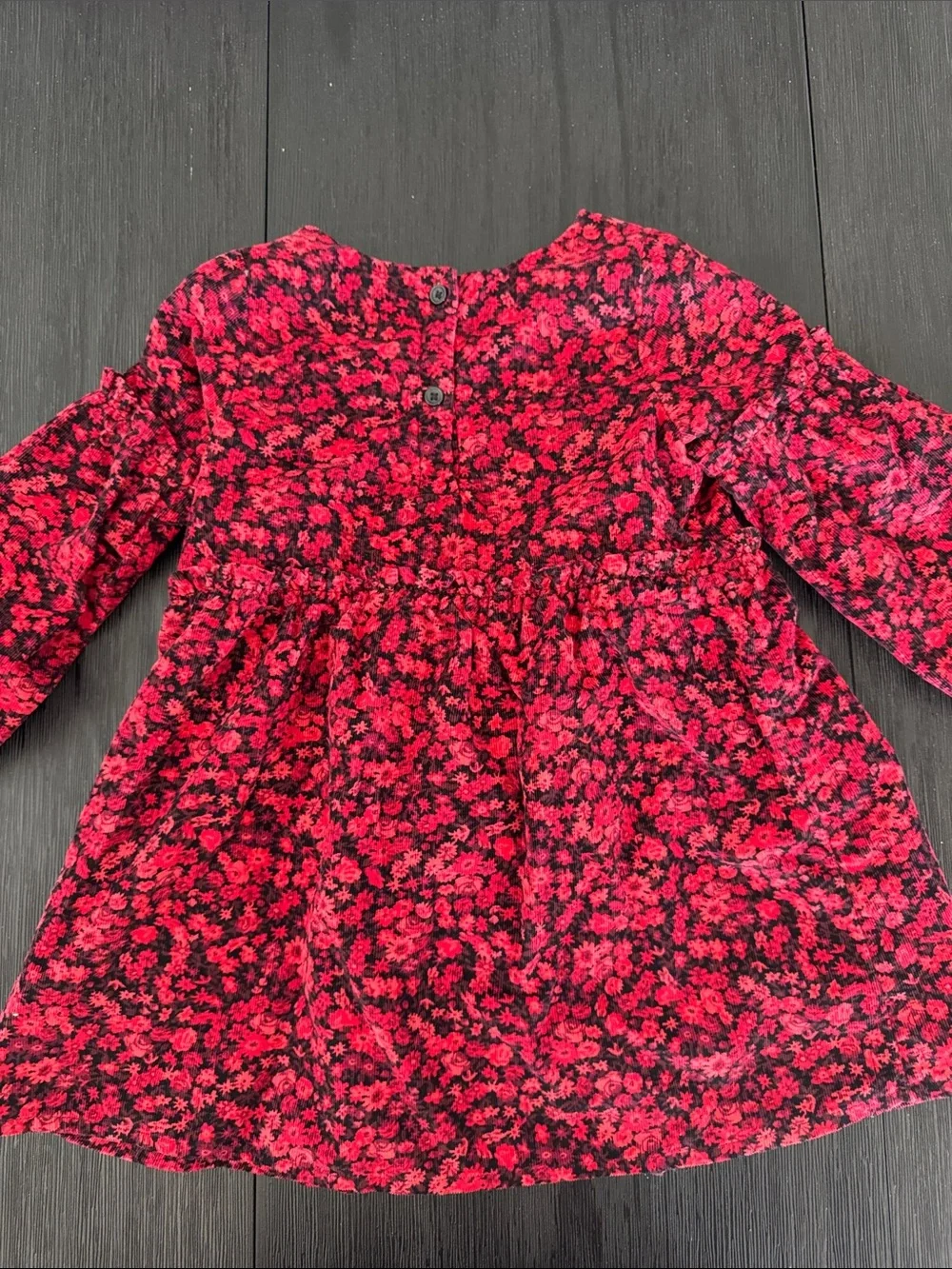 Baby Gap Toddler Girls Red Black Floral Corduroy Dress Years Long Sleeve Size 3T