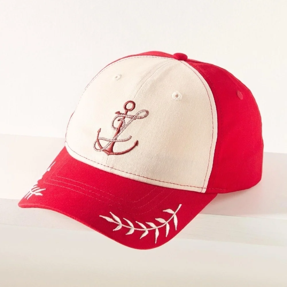NWT Anthropologie Coney Island Picnic Nautical Monogram Baseball Cap Letter A