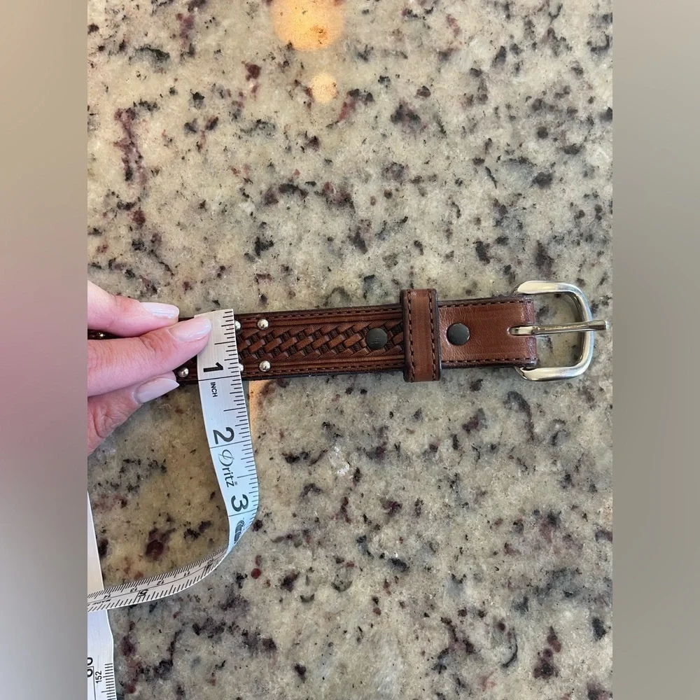 Women’s Brown Studded genuine Leather Belt fits  29”-32”