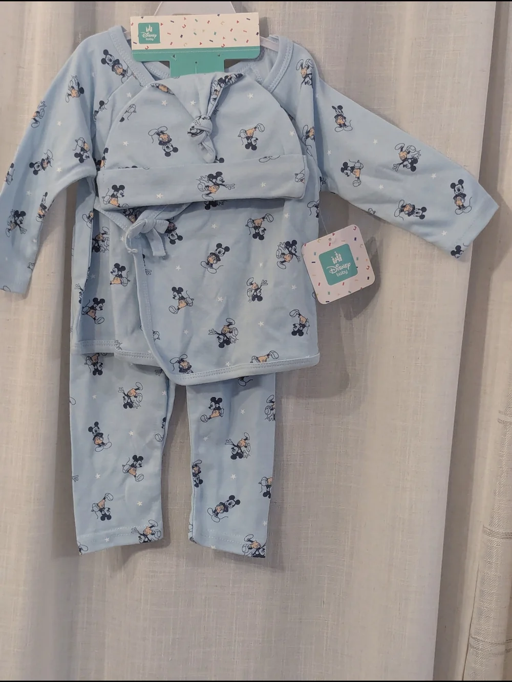 Disney Light Blue Mickey Mouse Pajama Set with Hat