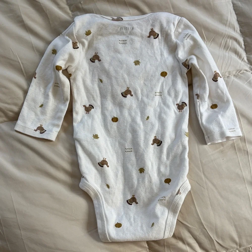 Carter's Festive My First Turkey Day Thanksgiving Outfit Set Onesie Pants Brown