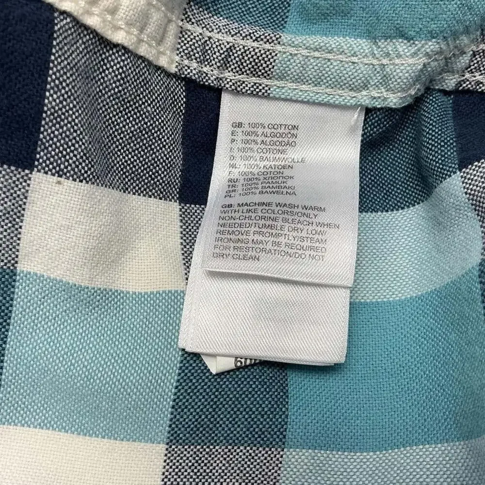 The North Face Gardello Shirt Mens Xl Blue White Plaid Short Sleeve Button Up
