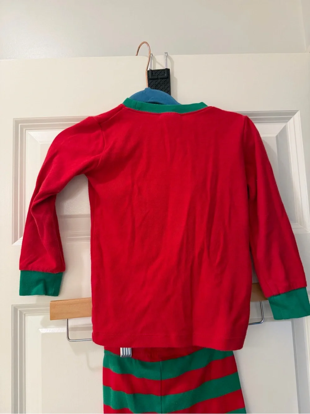 Red & Green Reindeer Stripe Kids Pajama Set - Personalized