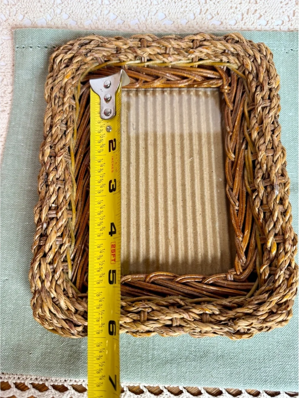 Vintage Woven Wicker Picture Frame 4x6 Rustic Boho Tabletop Frame