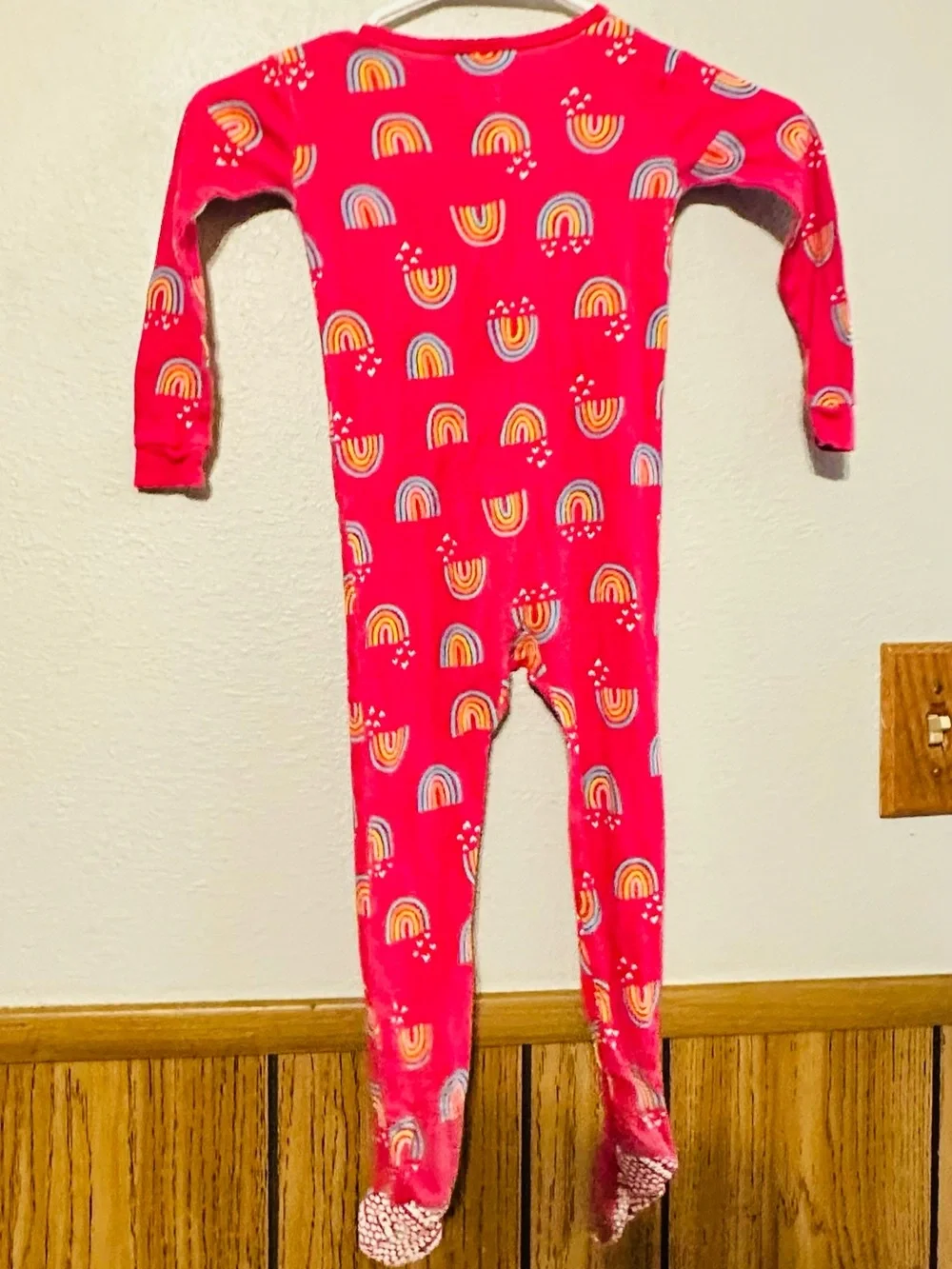 Gerber Kids toddler girl size 3T Pink Rainbow One-Piece Footed Pajamas