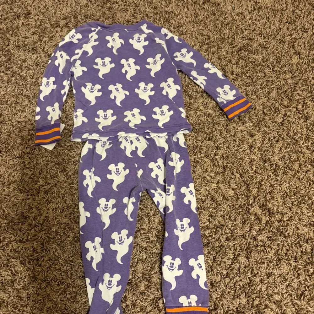 Disney Mickey Mouse Ghost Halloween Pajama Set Purple 2 Long Sleeve Pants Cotton
