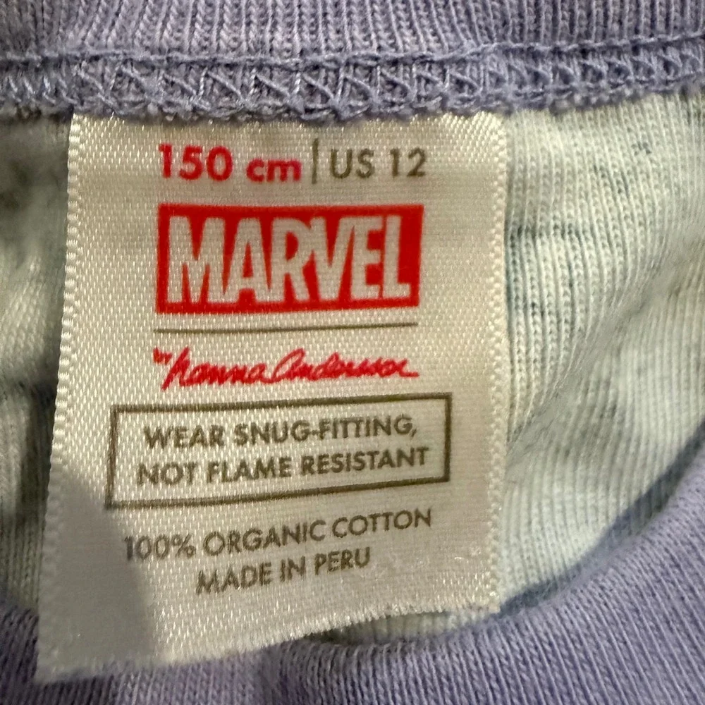 Hanna Andersson Girls Marvel‎ Organic Cotton Short Sleeve Pajama Set Size 12