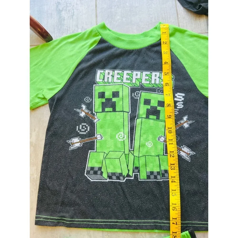 Minecraft Boys 4 Piece CREEPERS Pajama Set Sleep Lounge Pjs Gamer 8 Youth Rare