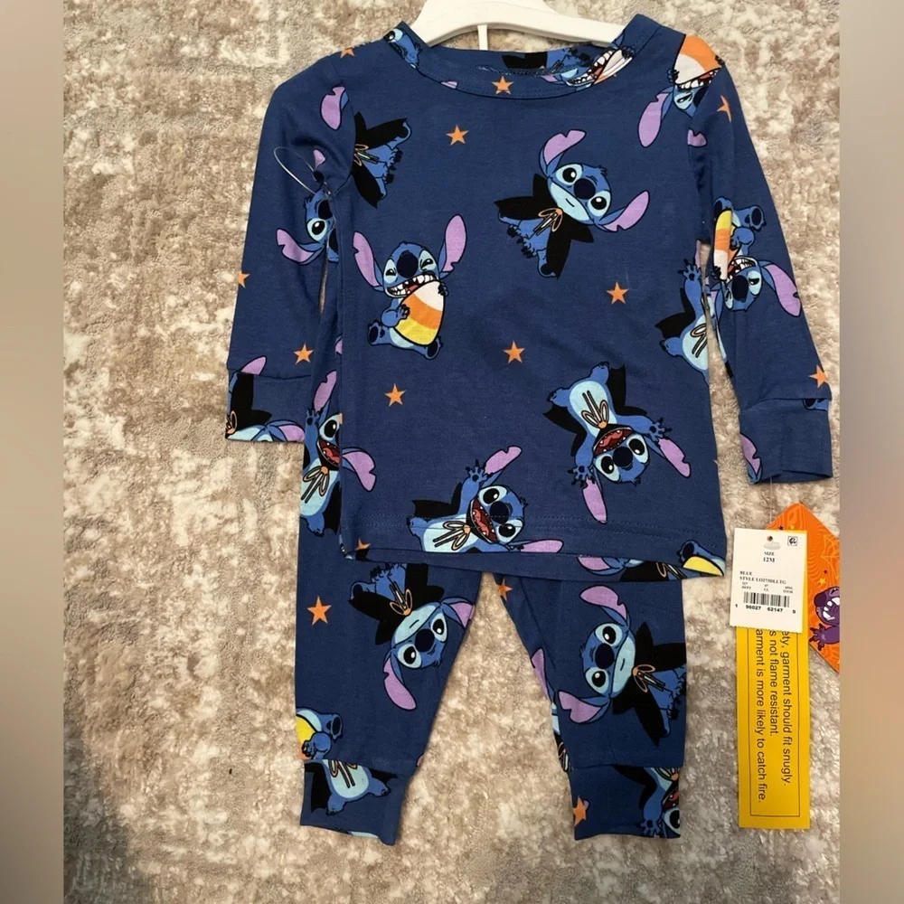 Disney Stitch Viscose Kids Pajama Set - Blue size 12M-NWT