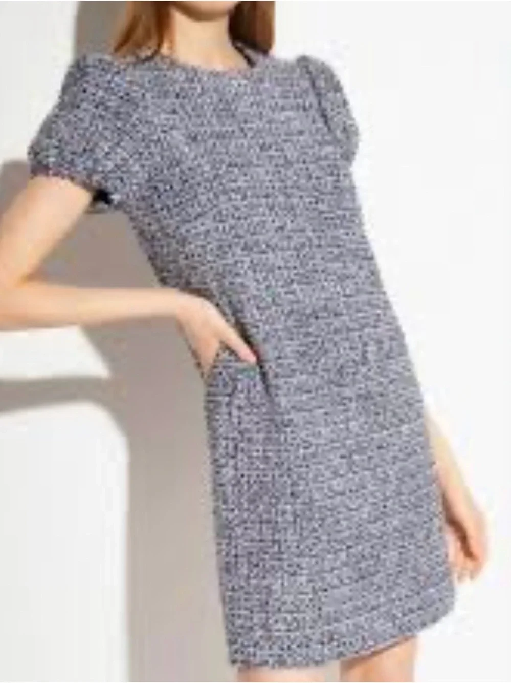 Kate Spade Tweed Puff‎ Sleeve Woven Shift Dress