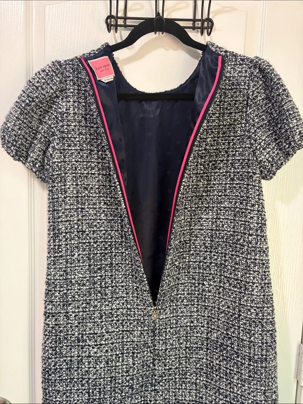 Kate Spade Tweed Puff‎ Sleeve Woven Shift Dress