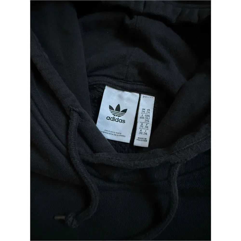 Adidas Essentials Black Trefoil Pullover Hoodie 2XL Athleisure Gym Workout