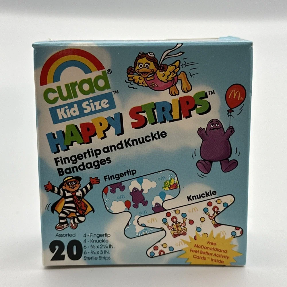 Lot Of 6 VTG 1990 Curad Kid McDonalds First Aid Bandaid Fingertip Knuckles Cards