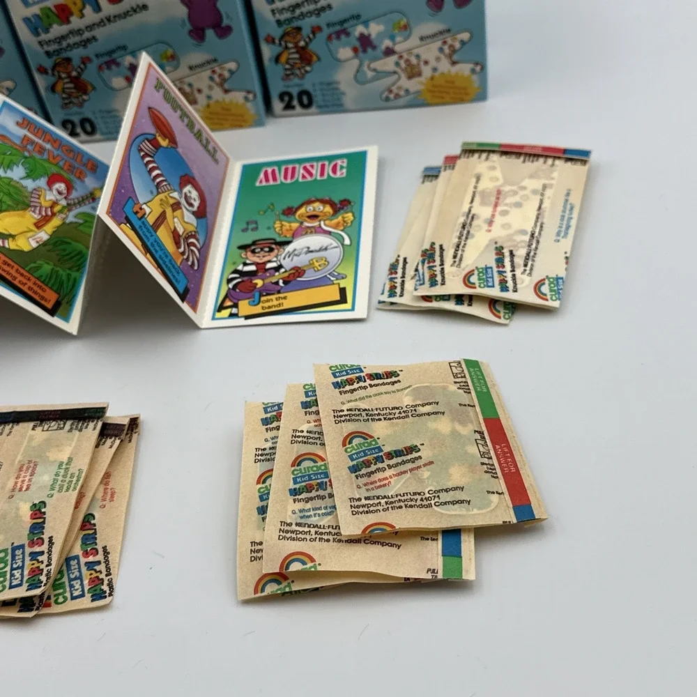 Lot Of 6 VTG 1990 Curad Kid McDonalds First Aid Bandaid Fingertip Knuckles Cards