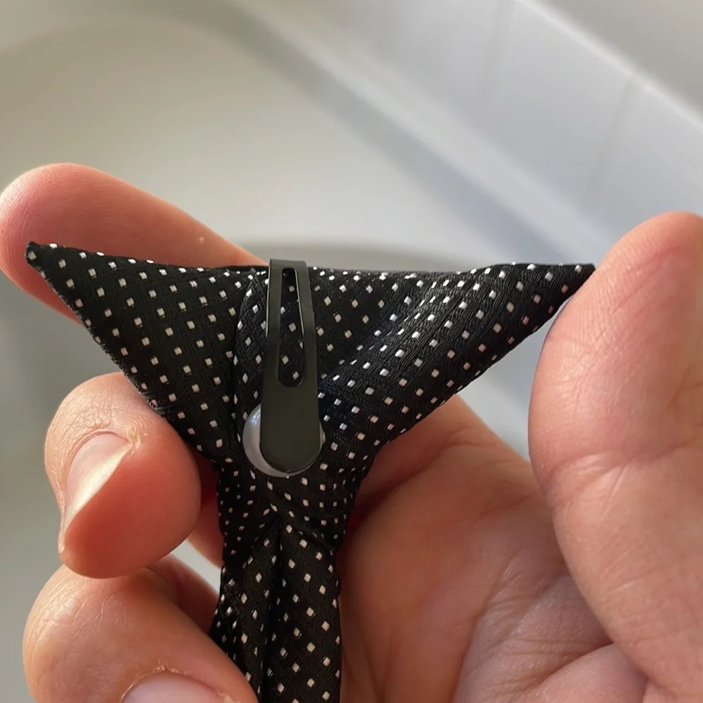 Black polka Dot Clip On Tie