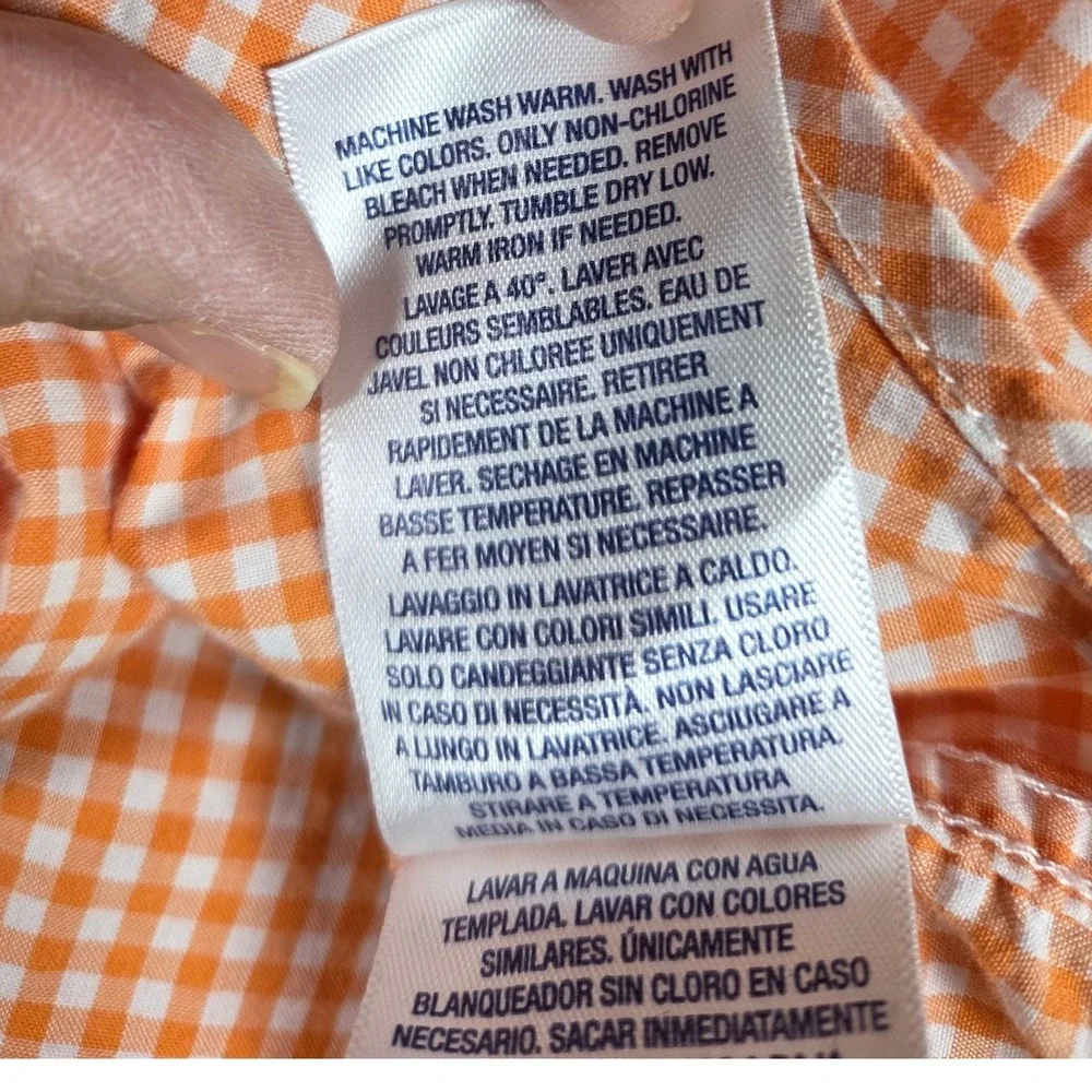 Polo Ralph Lauren Button Down Shirt Mens L Orange Gingham Cotton Pony 0414‎