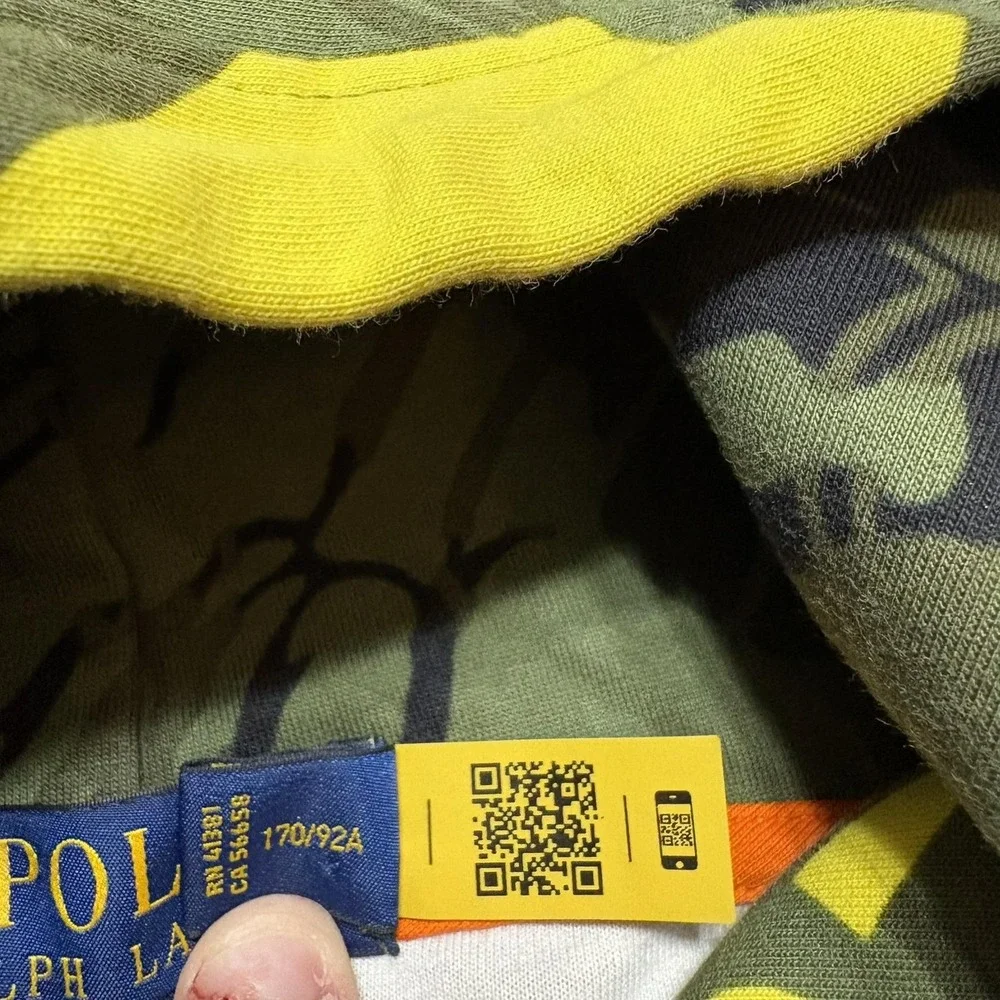 Polo Ralph Lauren Hoodie Sweatshirt Mens Small Green Camo Polo Logo Double Knit