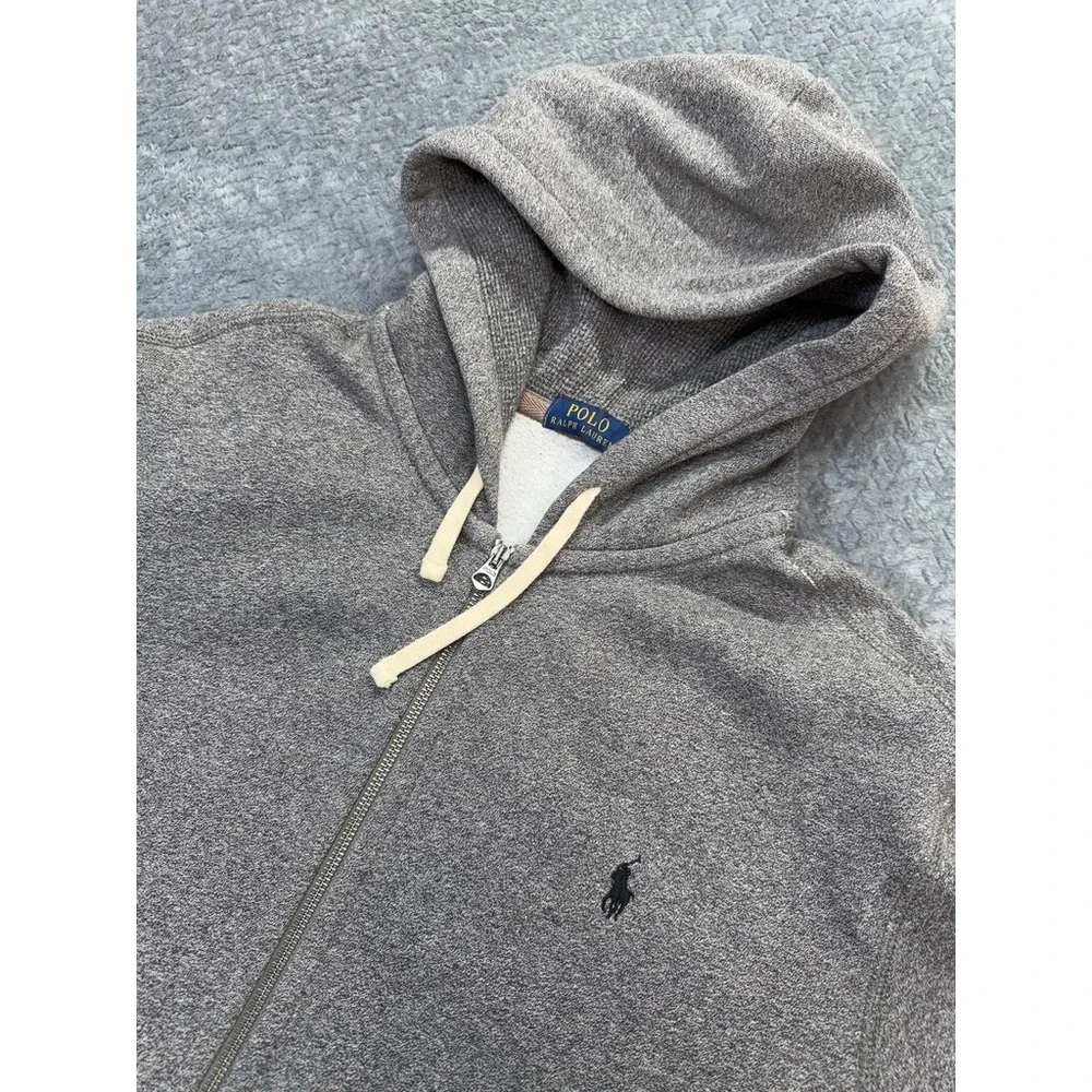Polo Ralph Lauren Full Zip Hoodie Mens XL Grey‎ Classic Pony Logo Fleece Jacket