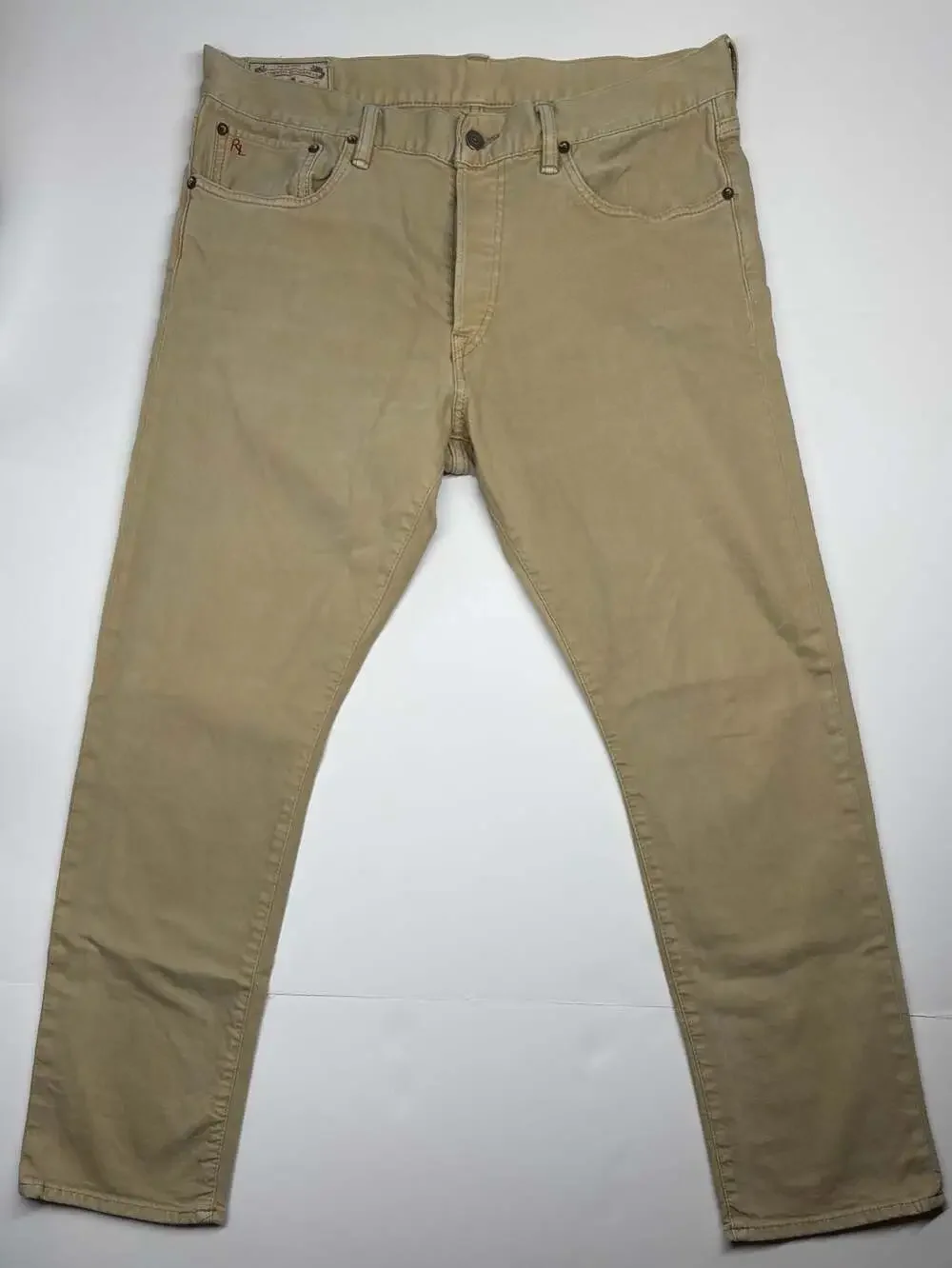 Polo Ralph Lauren Authentic Dungarees Khaki Slim Straight Jeans Size 36x30