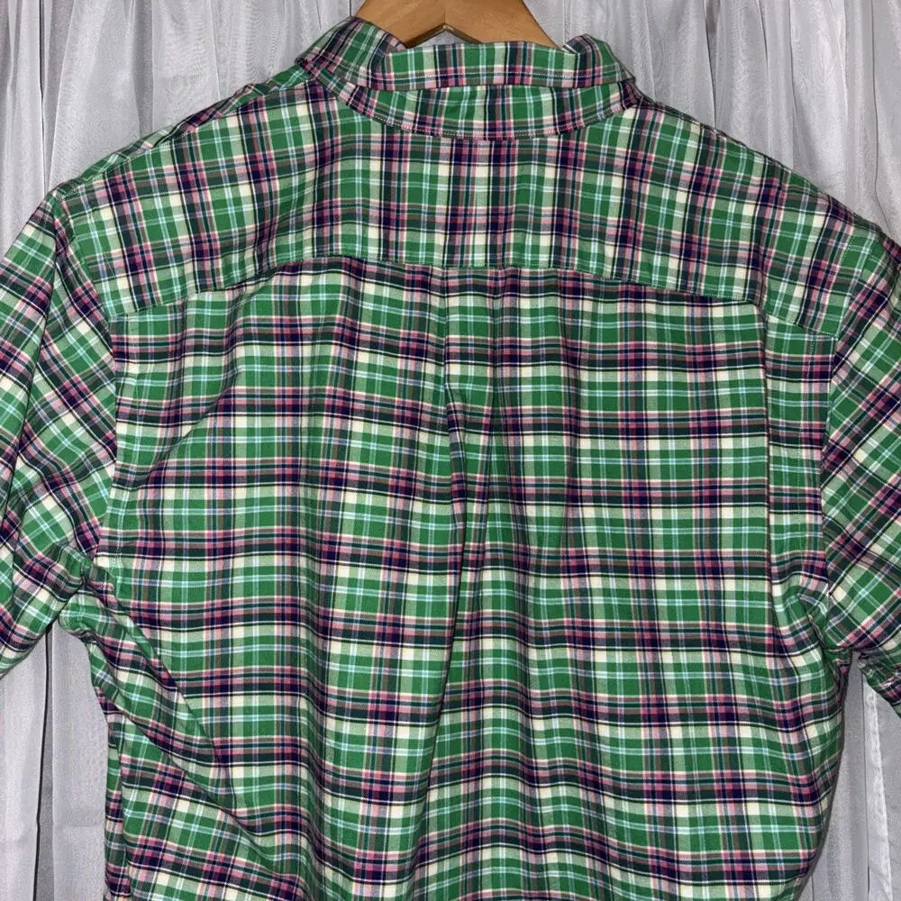 Polo Ralph Lauren Oxford Shirt Men's Blake Check Short Sleeve Button Down Size L