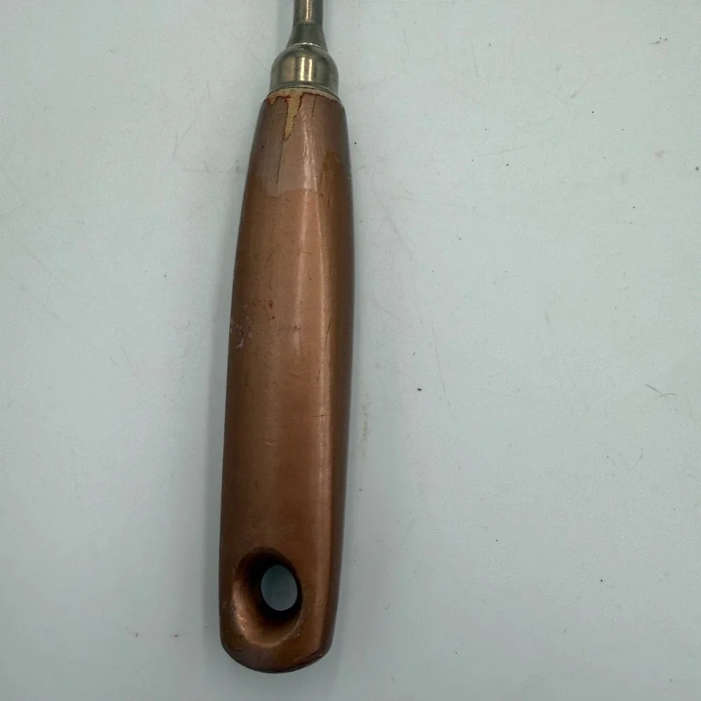 Vintage Ekco USA Stainless Serving Spoon Copper Handle Mid Century Kitchen Tool