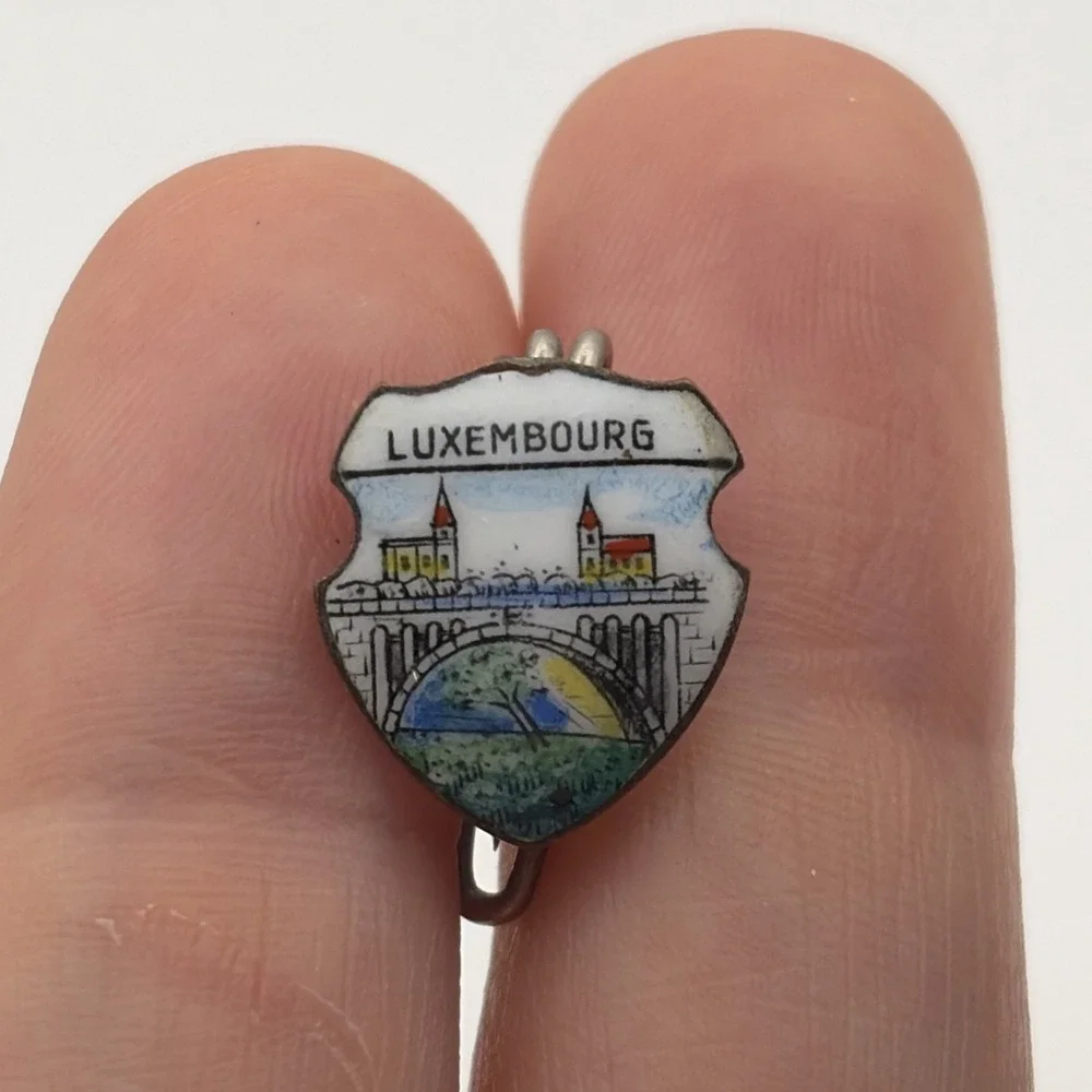 Vintage Luxembourg Shield Crest Tiny Lapel Hat Pin