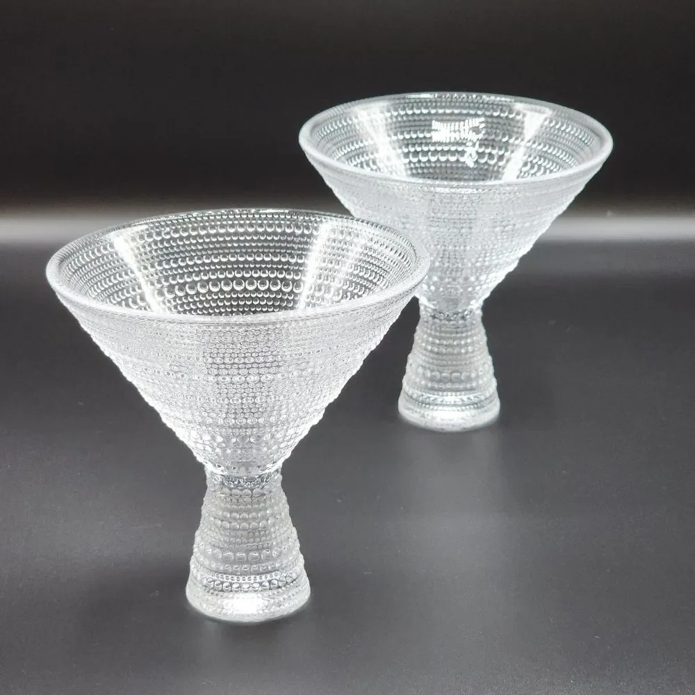 Fortessa Jupiter Beaded Martini Glass Set‎ of Two Embossed texture 11.5oz