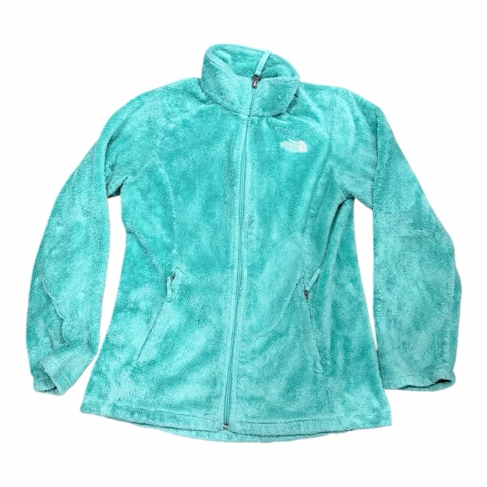The North Face Osito Fleece‎ Jacket Girls L 14/16 Teal Blue Full Zip Soft Fuzzy