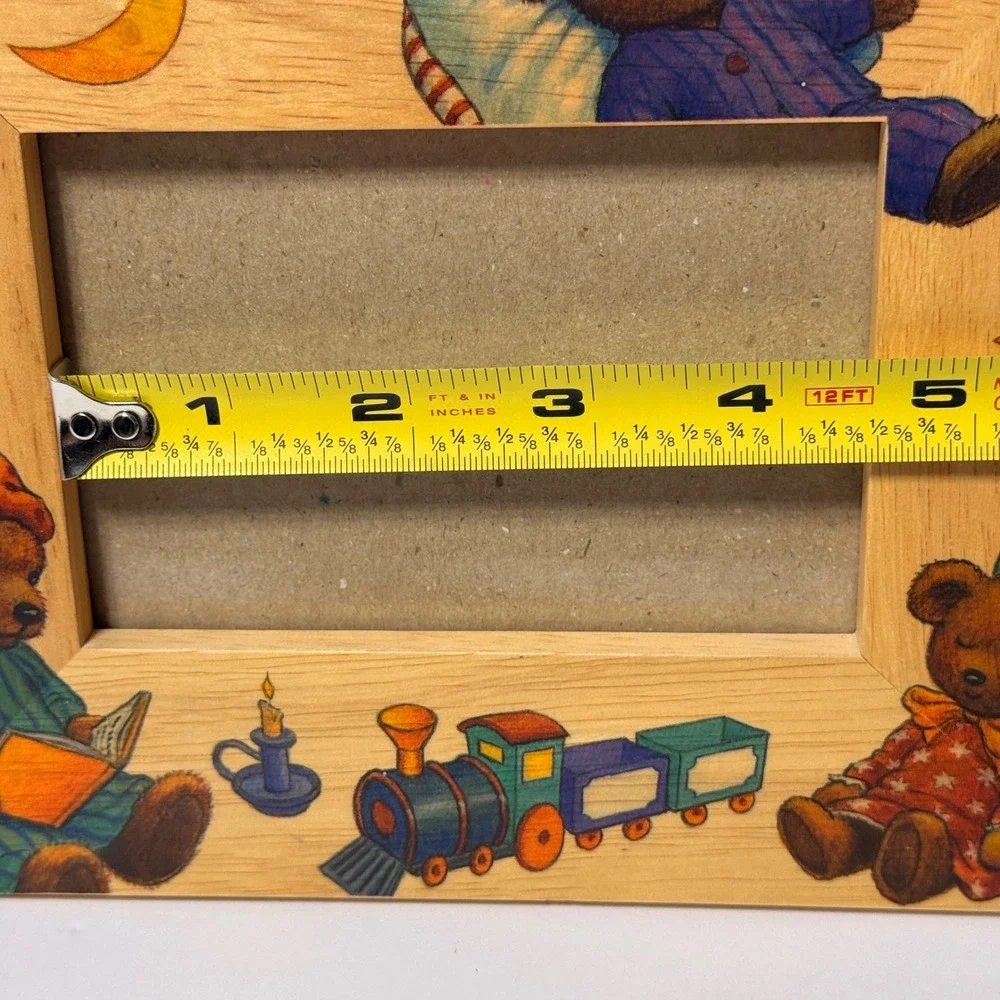 Fetco International Wood Teddy Bear Bedtime‎ Picture Frame Handcrafted