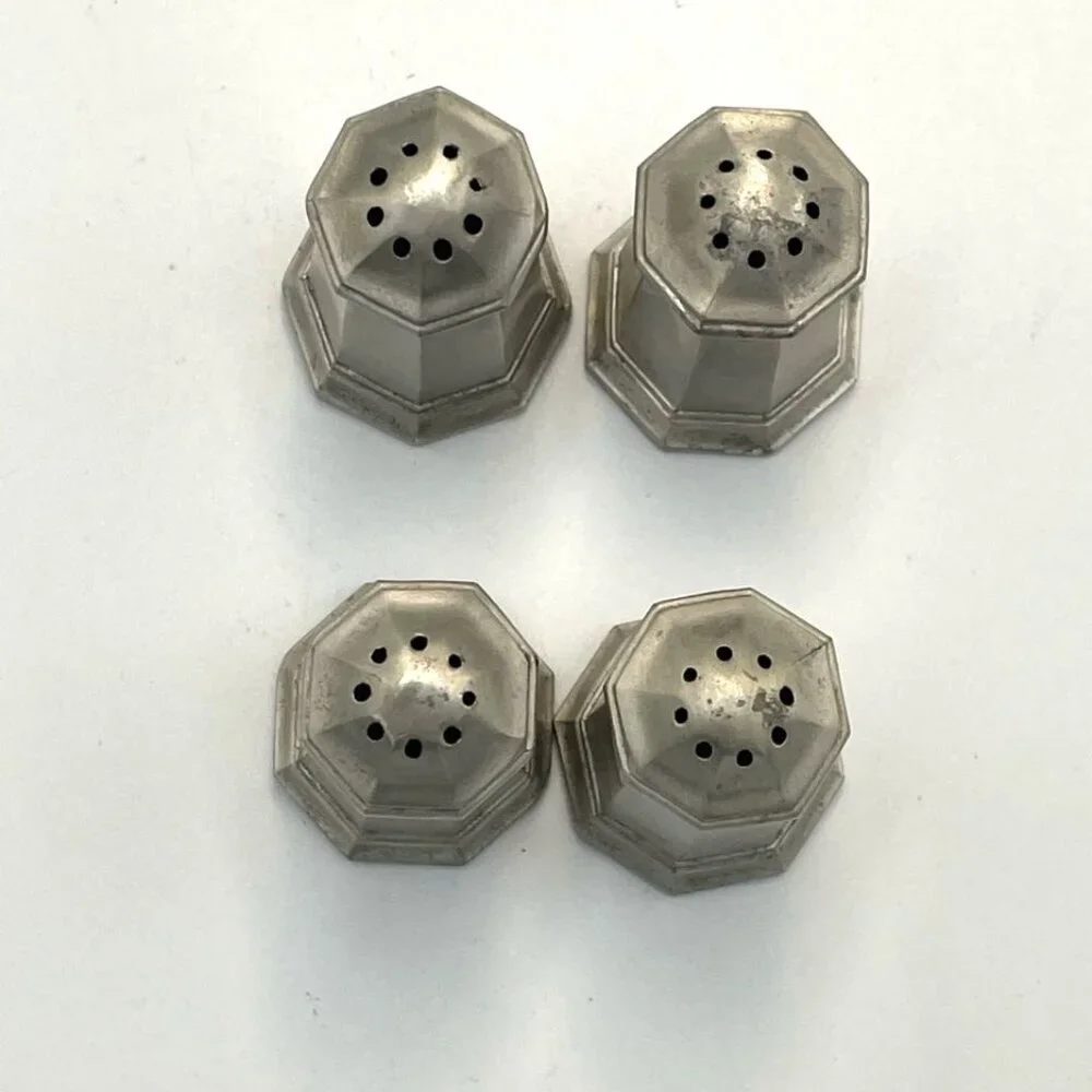 Vintage Gorham Pewter Salt & Pepper Shakers Set of 4 American Primitive Retro‎