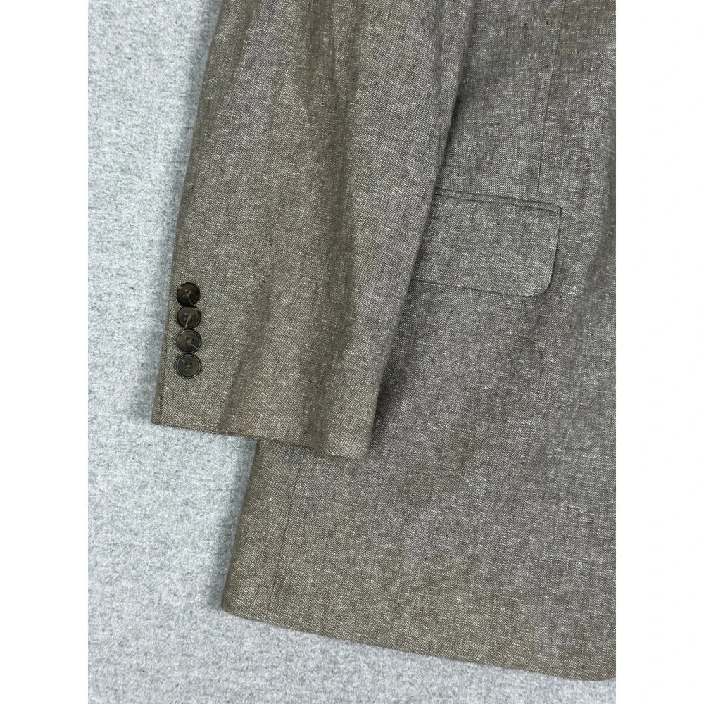 Stafford Sport Coat 44L Long Taupe Gray Brown Linen Cotton Classic Fit Blazer