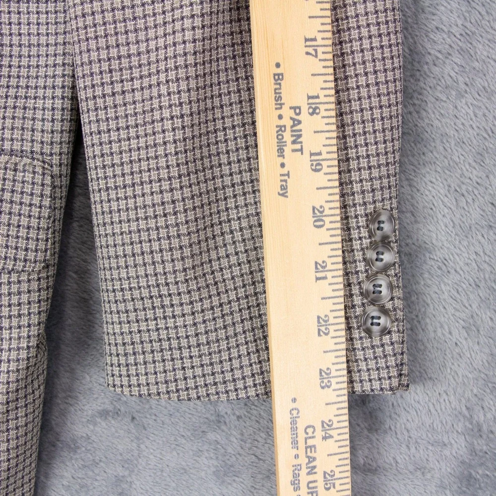 VTG Canali Milano Mens 46R Blazer Sport Coat Brown Houndstooth Made in Italy‎