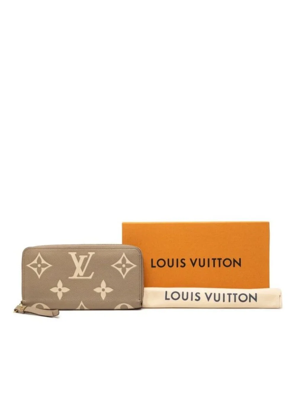 Louis Vuitton Monogram Empreinte Zippy Wallet Zip Around Tartrail Cream Beige