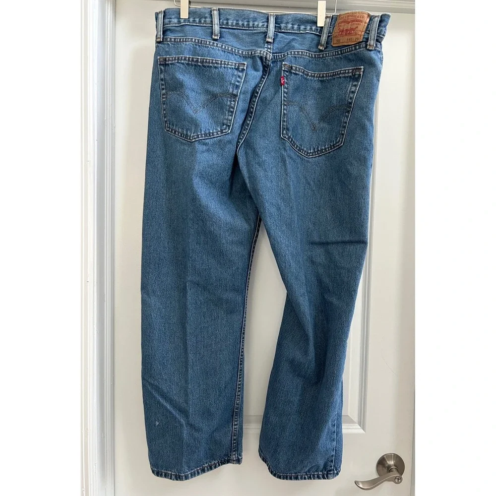 Levis 505 Mens Straight Fit Jeans Medium Wash Blue Denim 40x29 see note-flaw‎