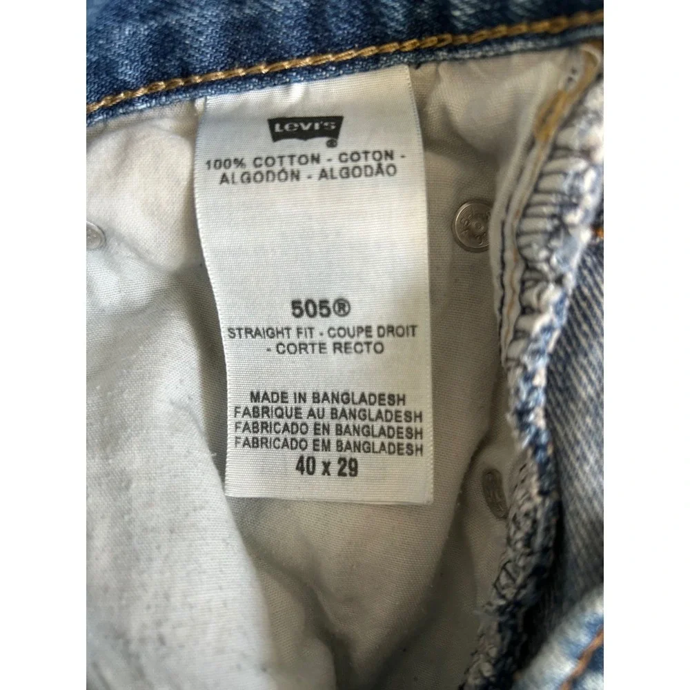 Levis 505 Mens Straight Fit Jeans Medium Wash Blue Denim 40x29 see note-flaw‎