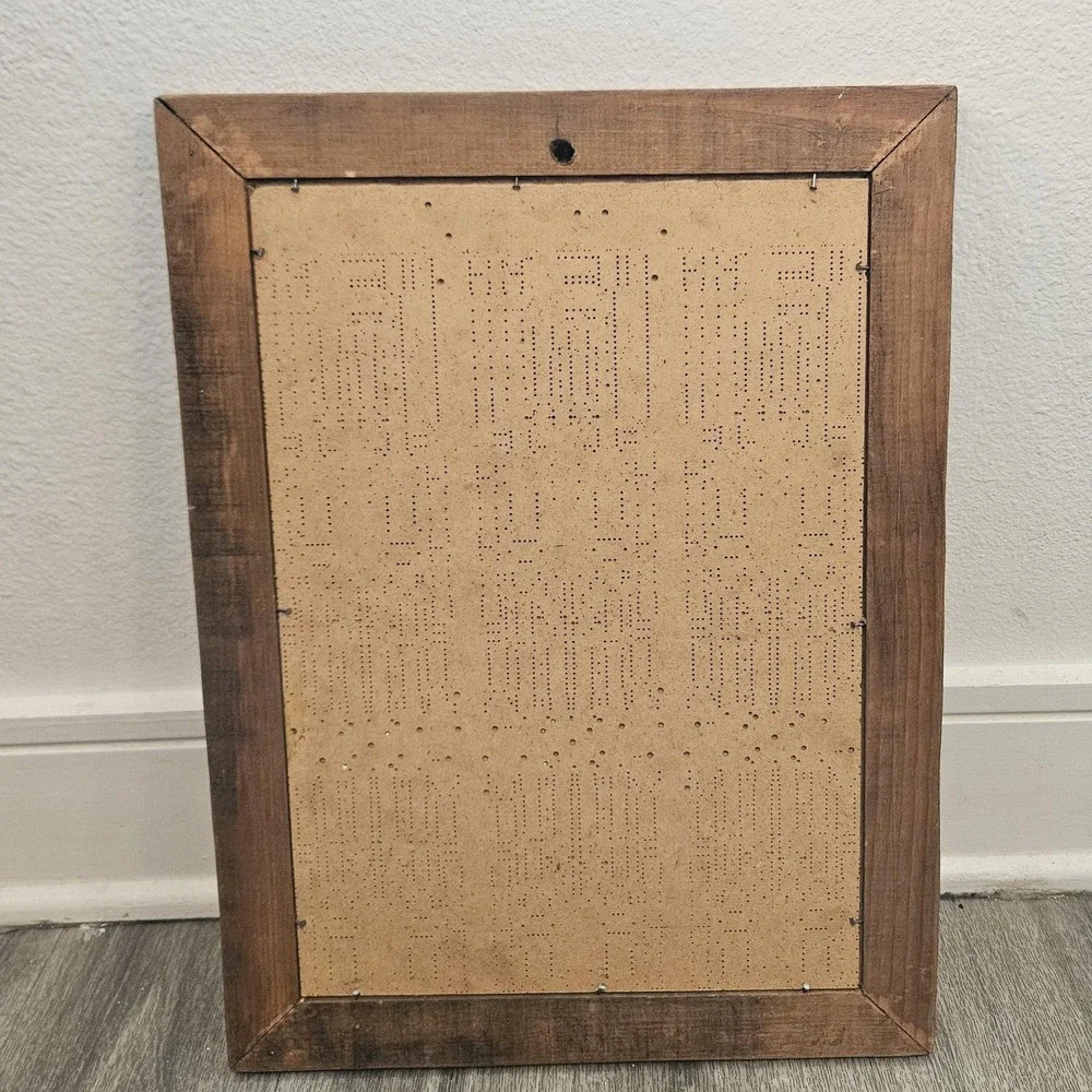 VTG Catholic framed print child praying‎ wooden board 19x14 Wood Picture Frame