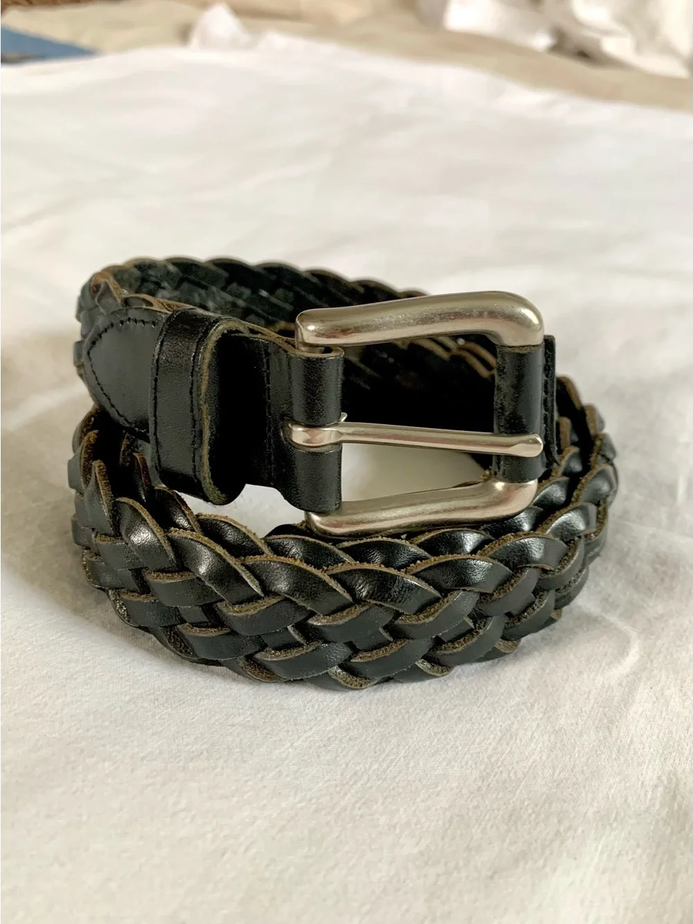 Black Braided Leather Belt -Cherokee. 36 or Medium
