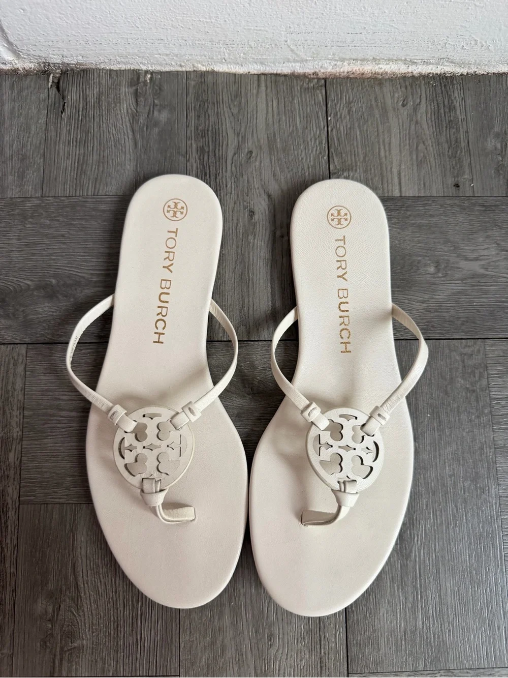 Tory Burch Knotted Miller Ivory Sandals Size 10