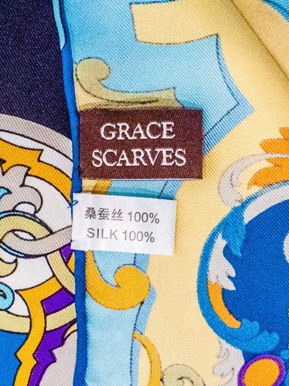 Grace Scarves 100% Silk, Double-Sided Scarf With Hand Rolled Edges, Large, Twill