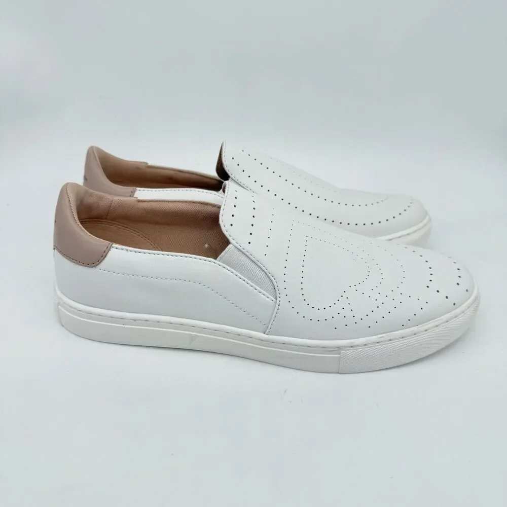 Kate Spade New York White Leather Slip On Tennis Shoes Women’s Size 8