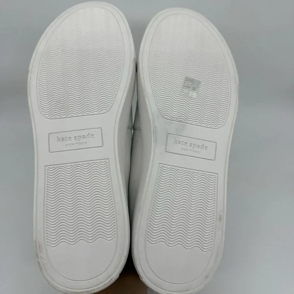 Kate Spade New York White Leather Slip On Tennis Shoes Women’s Size 8
